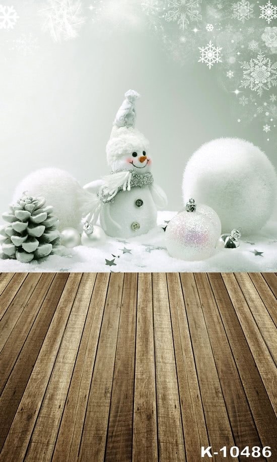 Indoor White Snowman Wood Floor Chritsmas Photography Studio Background