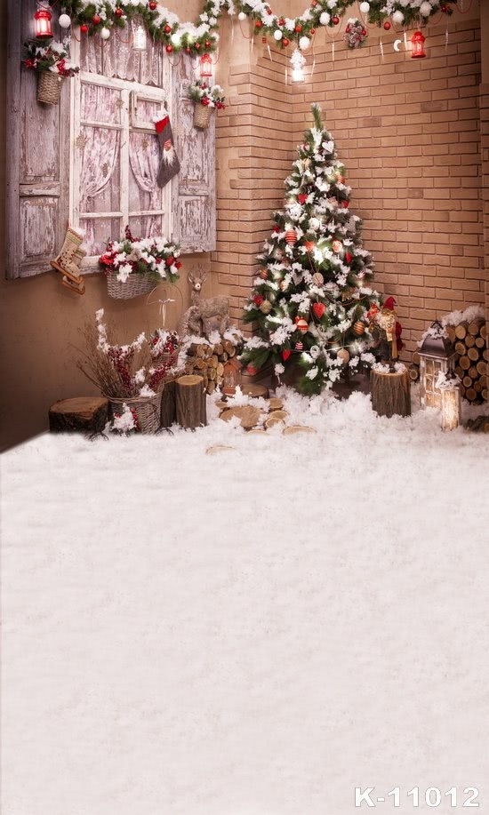 Outdoor Christmas Deco Christmas Tree Vinyl Photography Backdrops