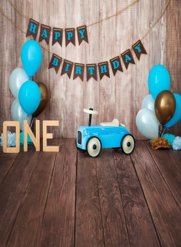 Baby Boy First Happy 1st Birthday Wood Backdrop Decoration Prop