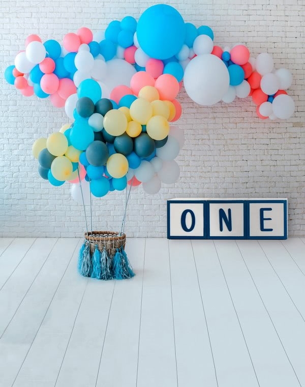 Baby One Year Old 1st Happy Birthday Party Backdrop With Balloon Studio