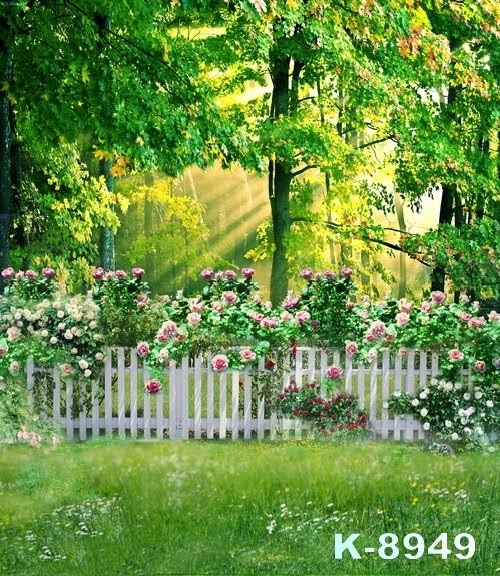Spring Green Trees Grassland Flowers Scenic Photo Drop Background
