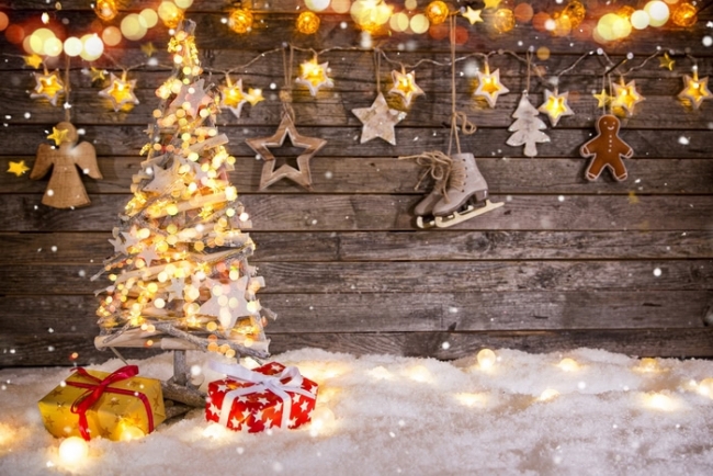 christmas tree lights snow wallpaper