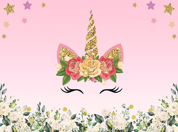 Baby Shower Happy Birthday Party Unicorn Backdrop Studio Booth