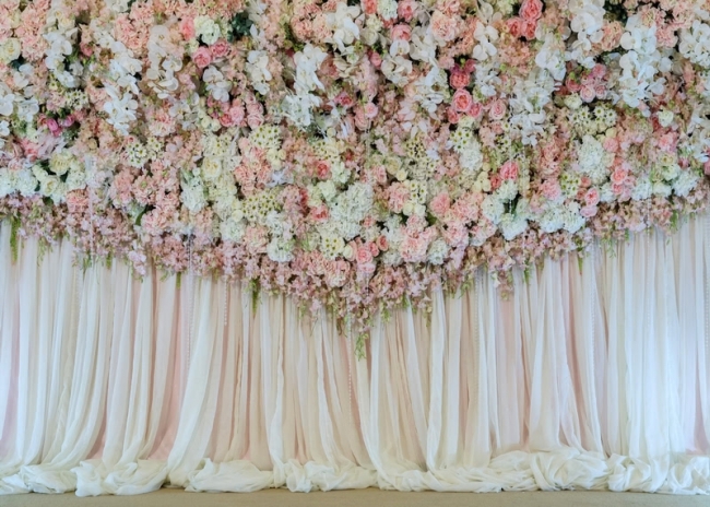 Laeacco Bridal Shower Floral Wall Backdrop Wedding Graceful Flower Party Background 7x5ft Polyester Reception Ceremony Photography Background Birthday Party Photo Studio Prop Drape Backdrop