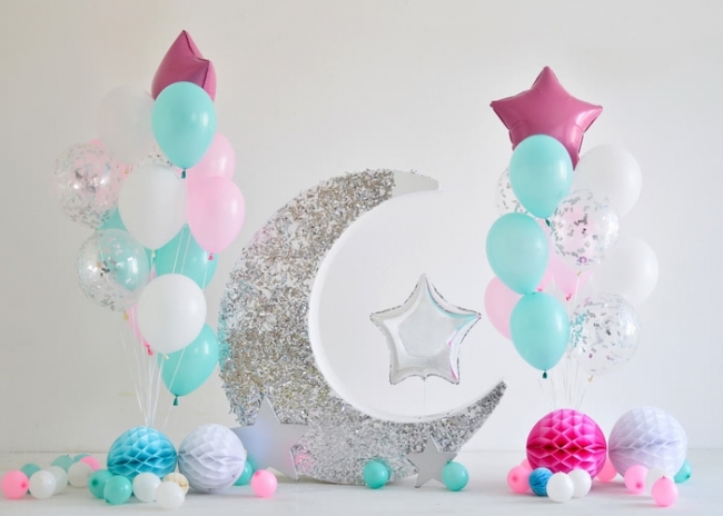 Simple Balloon Theme Baby Shower Happy Birthday Backdrop Cake
