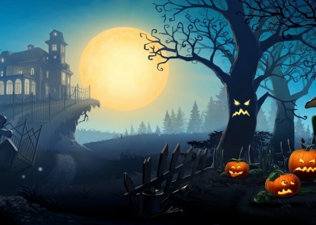 Golden Moon Pumpkin Halloween Backdrop Stage Party Photography Background