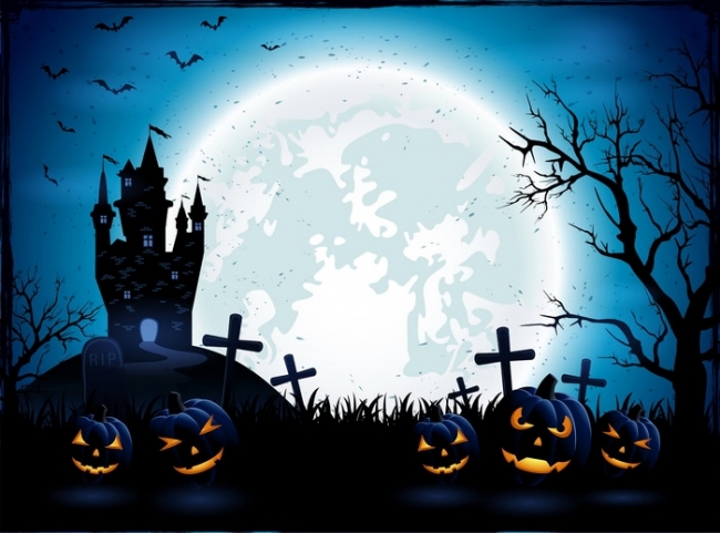 Black Scary Pumpkin Theme Halloween Party Backdrop Outdoor Background ...