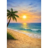 Beautiful sunset tropical beach Backdrop Studio Stage Photography Background