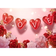 Red Heart Shaped Balloon Love Valentines Day Backdrop Party Photography Background