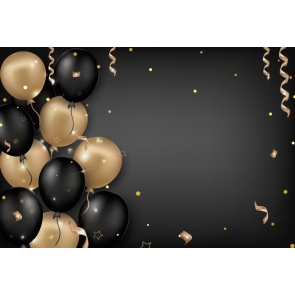 Simple Black And Gold Balloon Happy Birthday Backdrop Party Photography Background