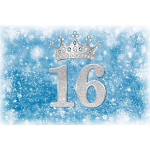 Glitter Snowflake Sweet 16 Birthday Backdrop Party Photography Background