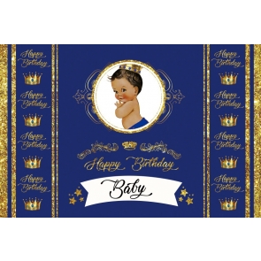 Crown Theme Baby Happy Birthday Backdrop Photography Background