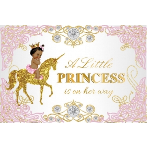 Gold Glitter Unicorn A Little Princess Is On Her Way Baby Shower Backdrop Photography Background