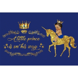 Gold Glitter Unicorn Crown A Little Princess Is On His Way Baby Shower Backdrop Birthday Background