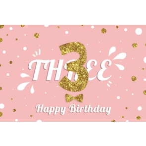 Gold Glitter Baby 3rd Happy Three Birthday Backdrop Photography Background