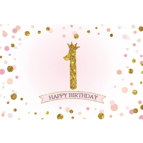 Baby Gold Glitter 1st Happy First  Birthday Backdrop Photography Background