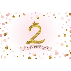 Gold Glitter Baby 2nd Birthday Backdrop Party Photography Background 