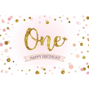 Baby Gold Glitter One Happy First Birthday Backdrop Photography Background