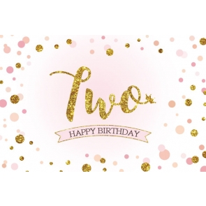 Baby Gold Glitter Two Happy Birthday Backdrop Party Photography Background