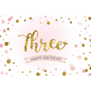 Gold Glitter Baby 3rd Three Birthday Backdrop Party Photography Background