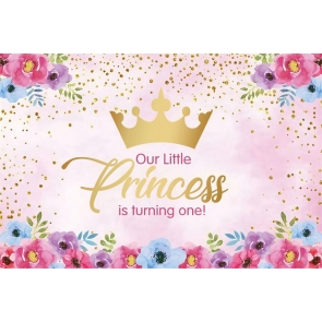 Baby Girl Little Princess Is Turning One 1st First Birthday Backdrop Party Photography Background