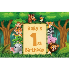 Baby 1st First Birthday Safari Wild Backdrop Party Photography Background 