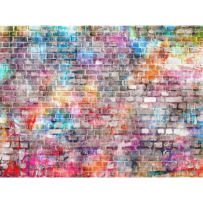 Rainbow Colorful Brick Wall Backdrop Studio Party Photography Background