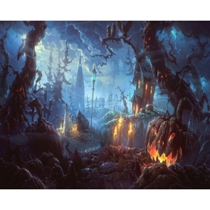 Scary Pumpkin Withered Tree Large Halloween Backdrops