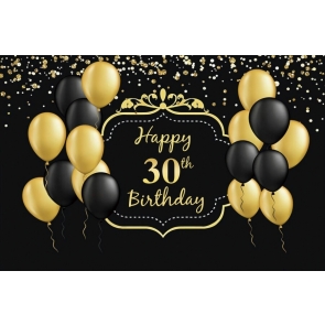 Black And Glod Balloon Happy 30th Birthday Photography Background