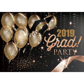 Golden Balloon Graduation Cap Ribbon Graduation Backdrop DIY Background