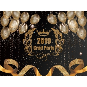 Golden Balloon Ribbon Graduation DIY Background Class Of  Backdrops 