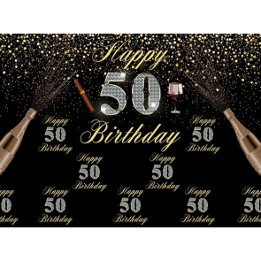 Personalized Black And Gold 50 Birthday Party Backdrop Photography Background