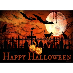 Under The Moon Graveyard Halloween Party Backdrop Photo Booth Photography Background Decoration Prop