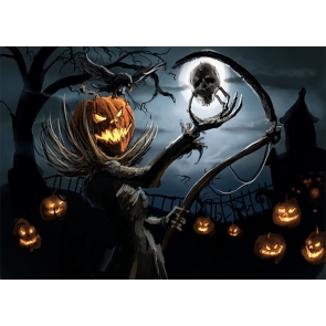 Pumpkin Grim Reaper Halloween Party Backdrop Stage Decoration Prop Background