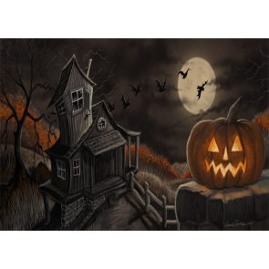 Pumpkin Theme Wood House Halloween Photo Booth Backdrop Photography Background Decoration Prop
