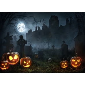 Scary Pumpkin Theme Graveyard Backdrop Halloween Photo Booth Photography Background