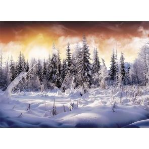 Snow Covered Winter Scene Backdrop Christmas Party Stage Decoration Prop Photo Booth Photography Background