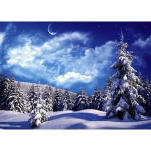 Snow Covered Winter Night Wonderland Backdrop Christmas Party Stage Decoration Prop Photo Booth Photography Background