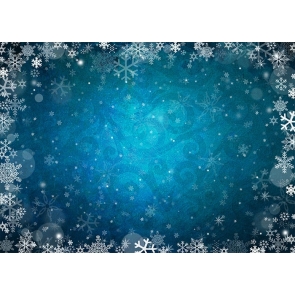 Blue Background White Snowflake Photography Backdrop Photo Booth Christmas Stage Decoration Prop