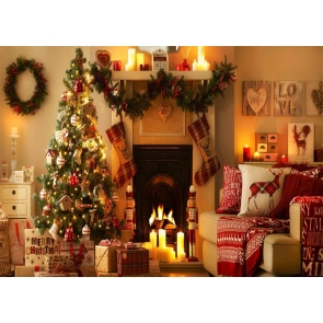 Christmas Tree Fireplace Christmas Party Decoration Prop Photography Background