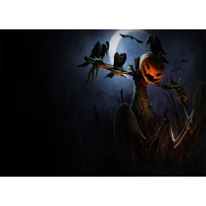 Dark Pumpkin Grim Reaper Crow Halloween Party Backdrop Stage Decoration Prop Photography Background 
