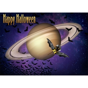 Bats In Outer Space Happy Halloween Backdrop Photography Background Stage Decoration Prop