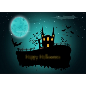Under The Moon Dark Sky Castle Happy Halloween Backdrop Photography Background Stage Decoration Prop