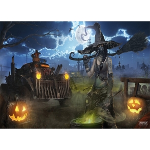 Magic Witch Halloween Backdrop Stage Decoration Prop Photo Booth Photography Background 