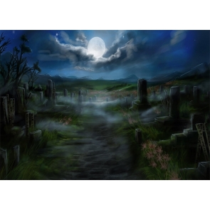 Scary Graveyard Cemetery Stage Decoration Prop Halloween Backdrop Photo Booth Photography Background