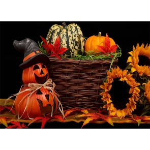 Sunflower Pumpkin Theme Baby Shower Halloween Backdrop Photography Background