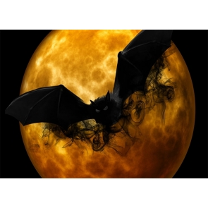 Gold Moon Huge Dark Bat Halloween Photo Backdrop Party Decoration Prop Background