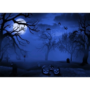 Scary Night Dark Pumpkin Graveyard Cemetery Halloween Party Backdrop Photography Background
