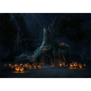 Root Wood House Scary Pumpkin Party Halloween Backdrop Stage Photo Booth Photography Background
