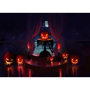 Scary Red Pumpkin Party Halloween Backdrop Photography Background Decoration Prop